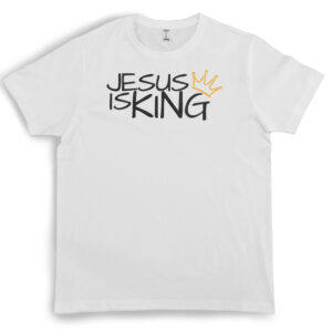 jesus is king t white shirt black front v1