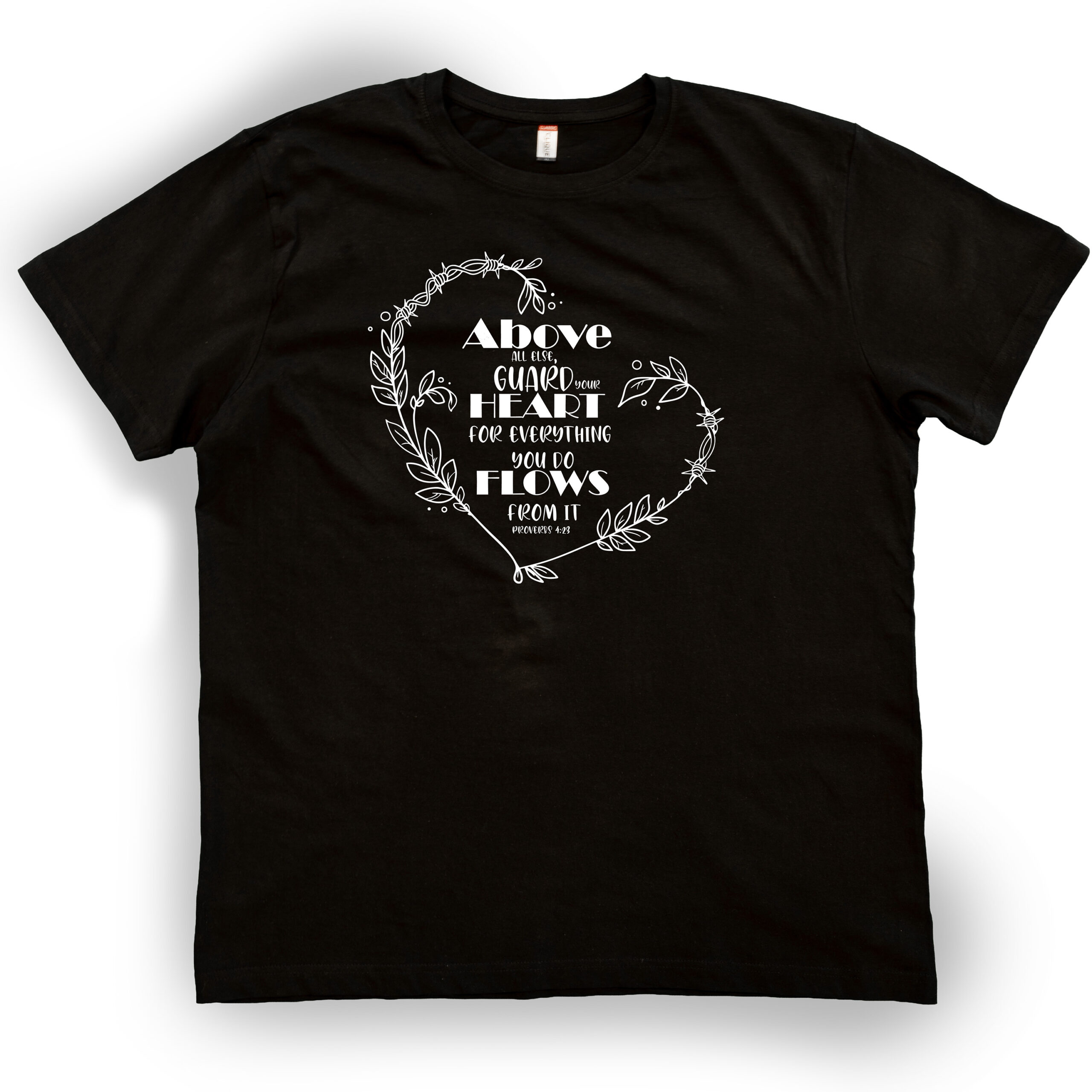 proverbs 4 23 black t shirt white front proverbs 4 23 black t shirt white front