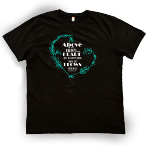 proverbs 4 23 black t shirt white with green front