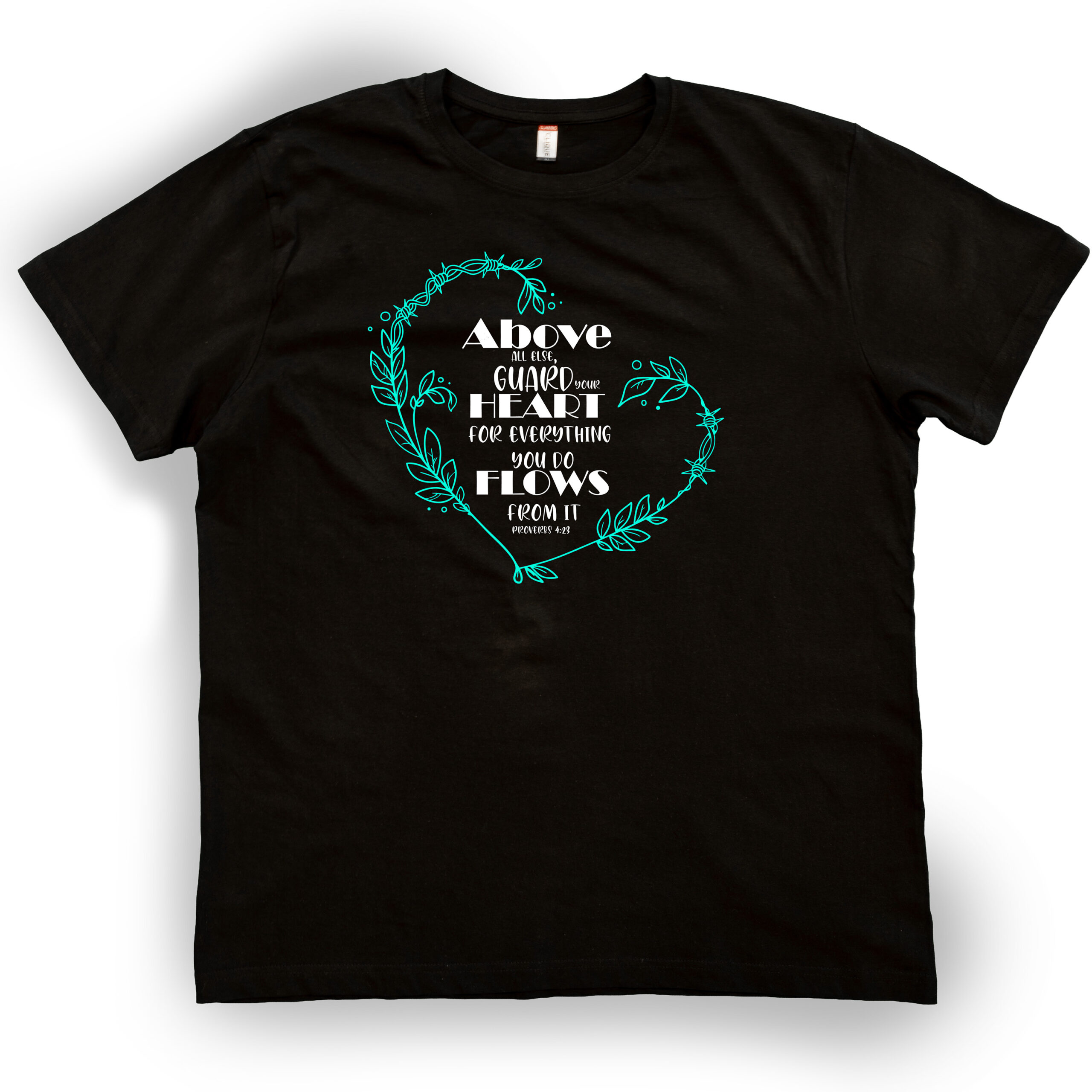 proverbs 4 23 black t shirt white with green front proverbs 4 23 black t shirt white with green front